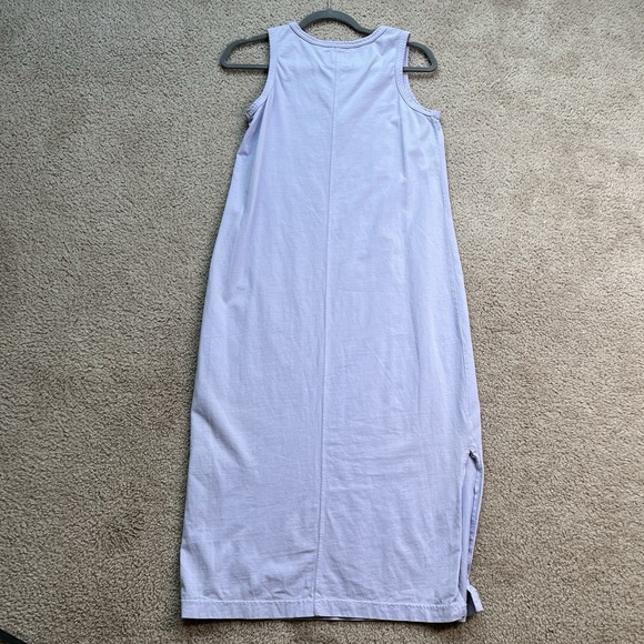 PACT Purple Maxi Dress S 100% Organic Cotton Sleeveless V Neck Minimalist Slit - Picture 6 of 9